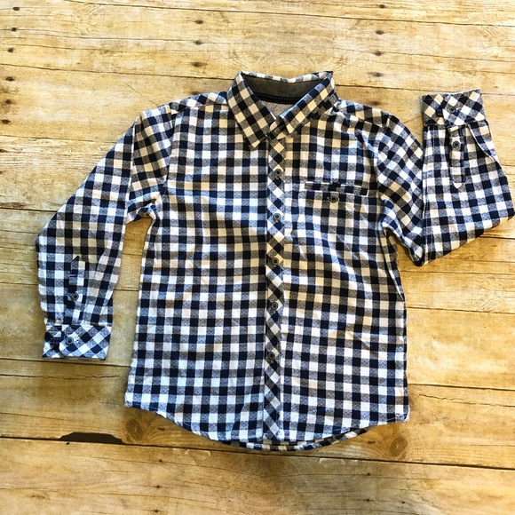 Black White Check Long Roll Tab Sleeve Button - Picture 8 of 8